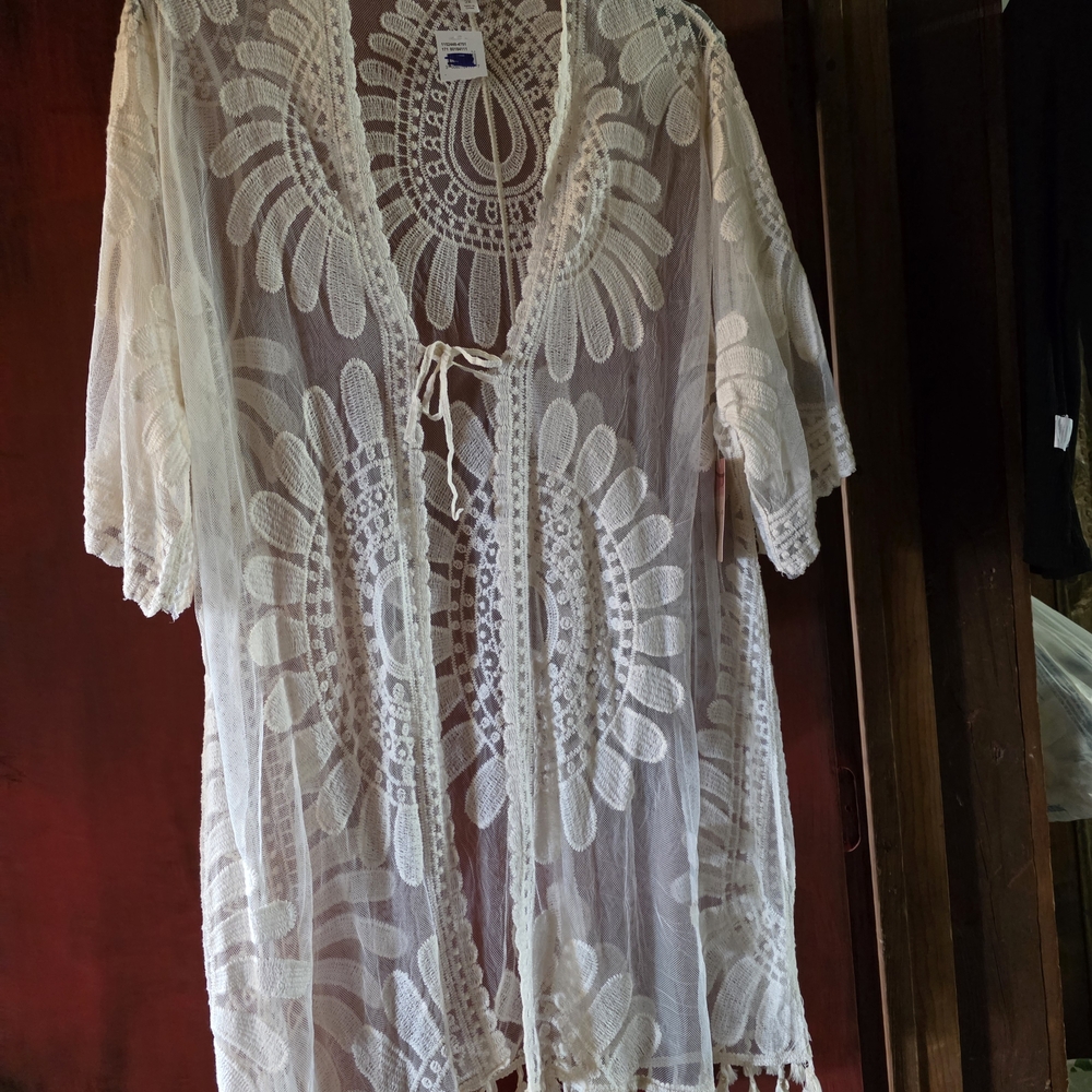 White Lace Kimono Cardigan